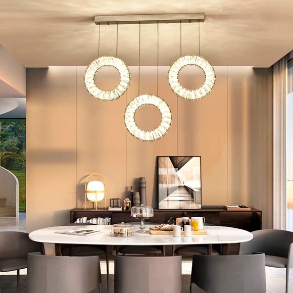 Modern Hanging Crystal Ring Light - Picture 2 of 5